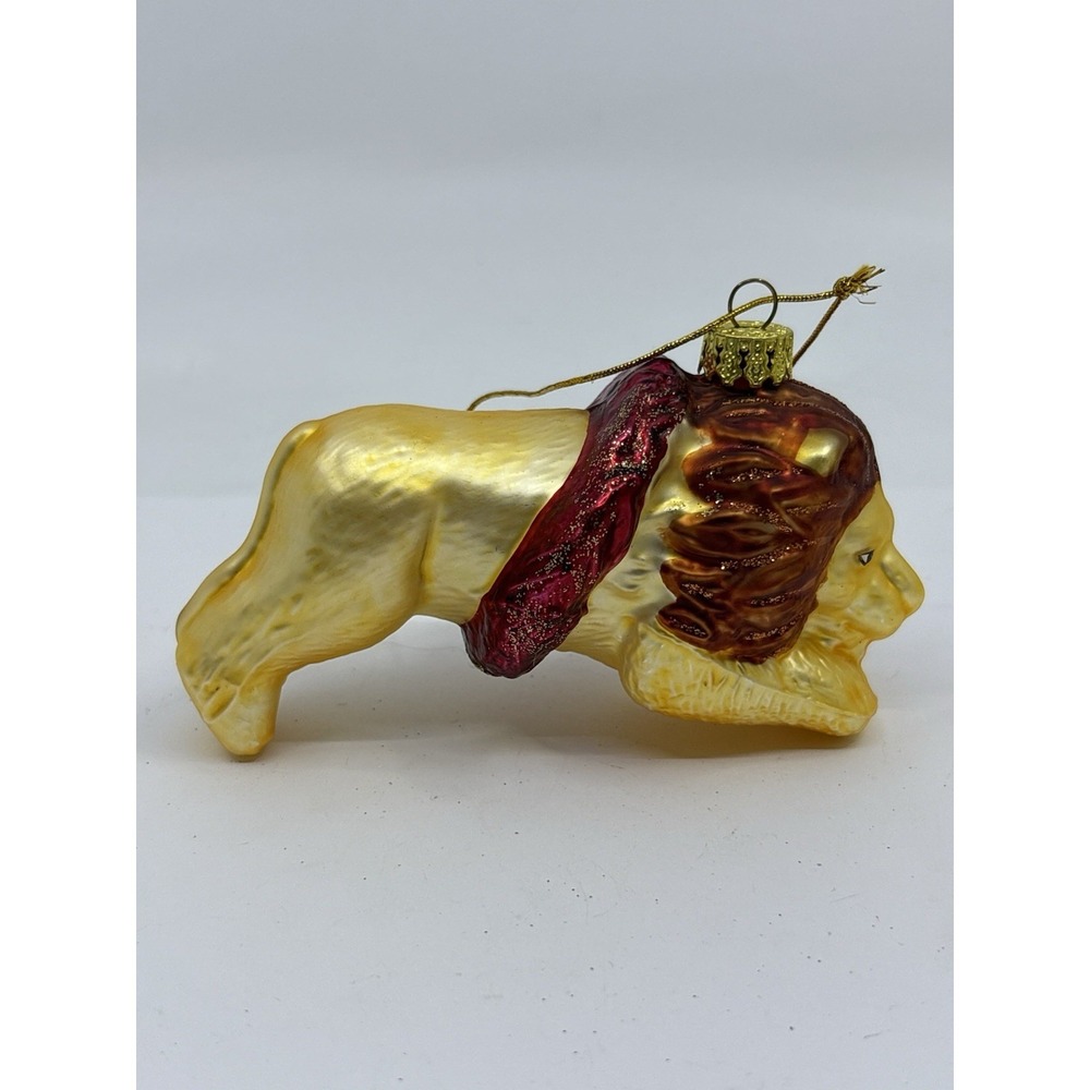 Vintage Ameri Christmas Circus Lion Hand Blown Glass Ornament Colorful Detailed